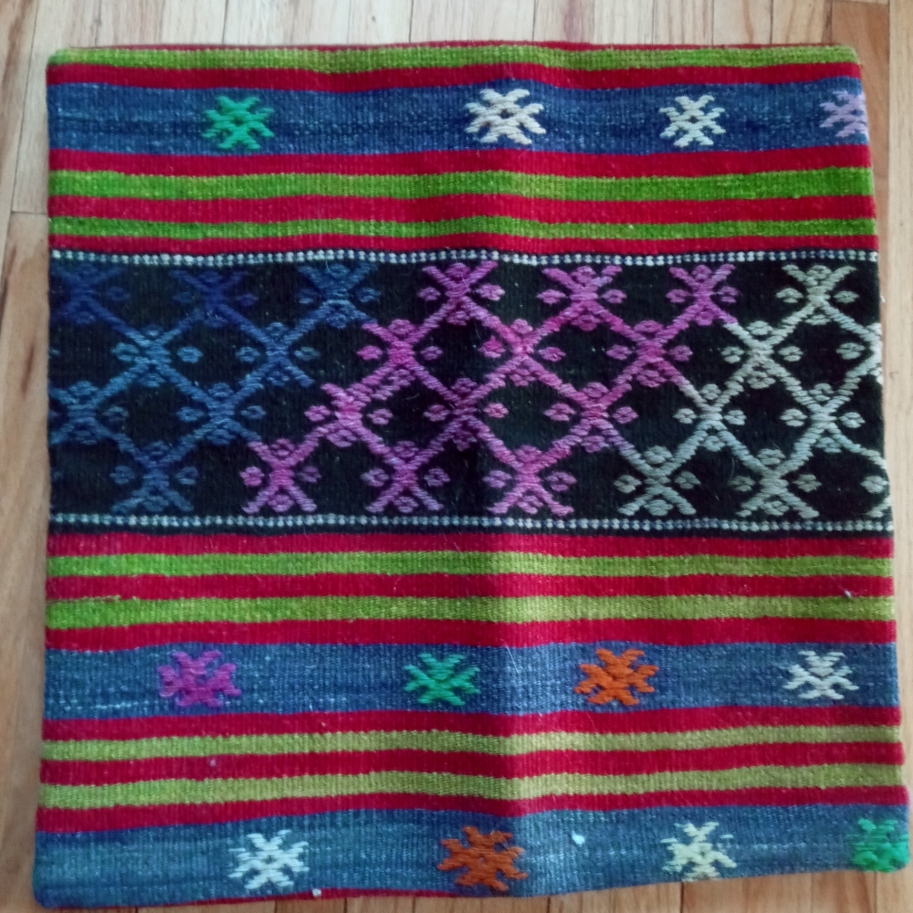 Turkish kilim rug pillow cover